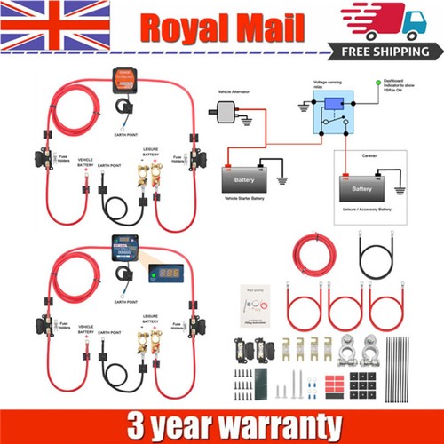 Split charge relay kit - charge, 12v